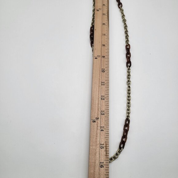 J. Crew Gold Tone Cable Chain Brown Acrylic Mixed Necklace - Picture 4 of 8